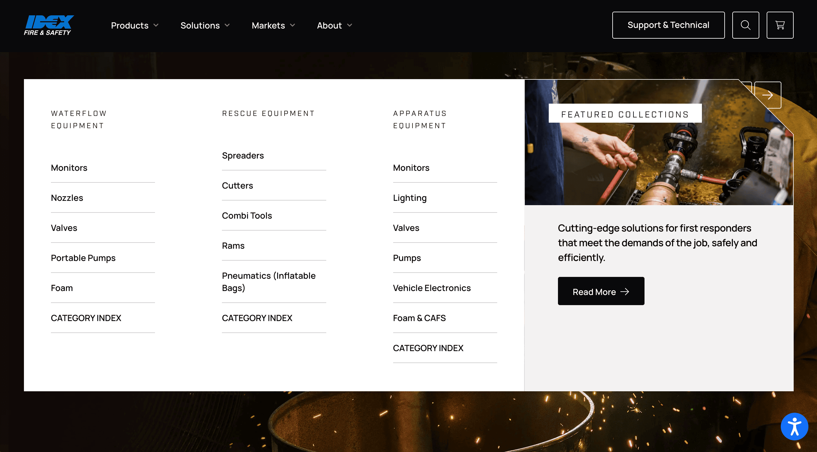 IDEX ecommerce navigation menu